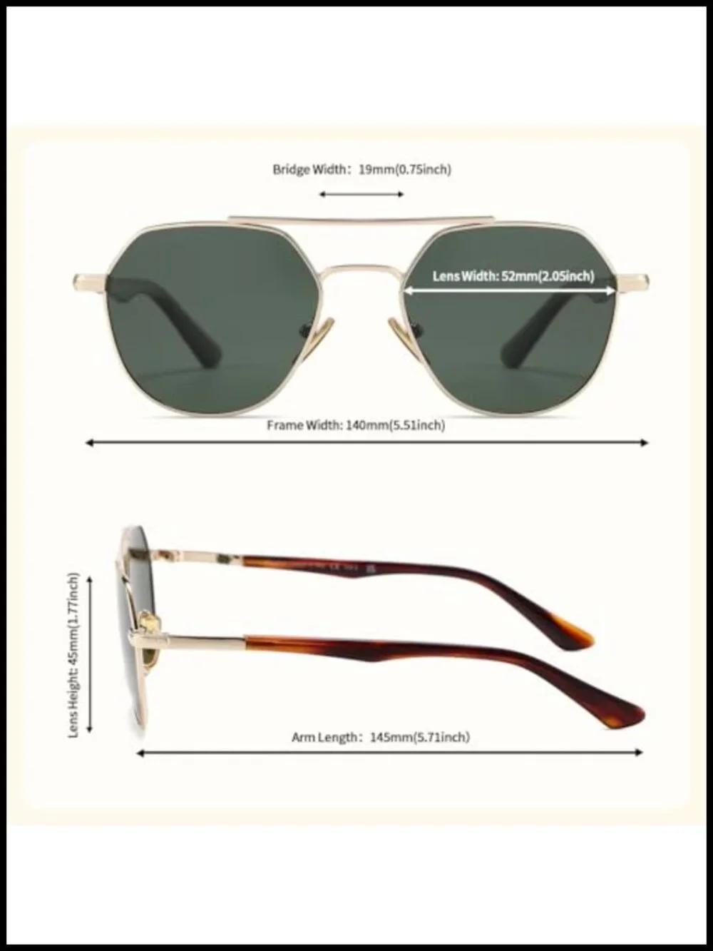 Polarized Aviator Sunglasses for Women UV400 Protection Metal Frame Acetate Arms